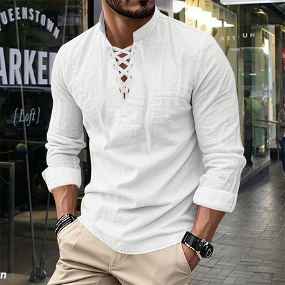 ClassicTie – Camisa abotonada de cuello mao moderna para hombre