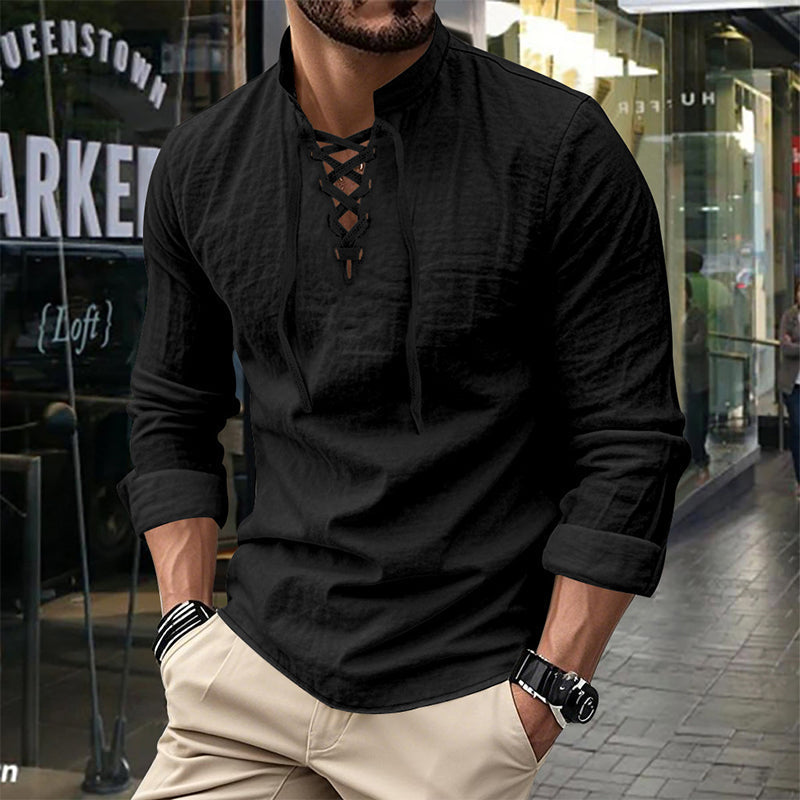 ClassicTie – Camisa abotonada de cuello mao moderna para hombre