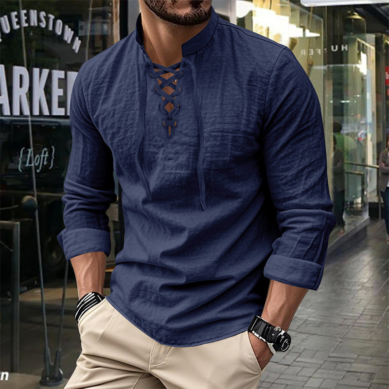 ClassicTie – Camisa abotonada de cuello mao moderna para hombre