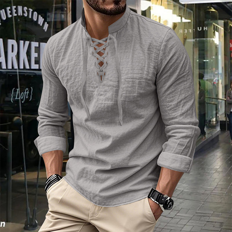ClassicTie – Camisa abotonada de cuello mao moderna para hombre