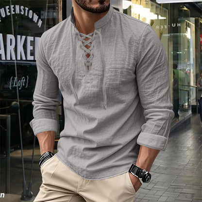 ClassicTie – Camisa abotonada de cuello mao moderna para hombre