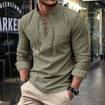 ClassicTie – Camisa abotonada de cuello mao moderna para hombre