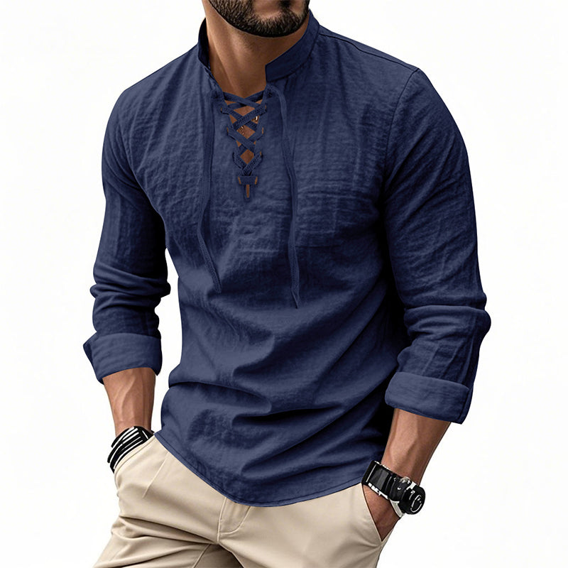 ClassicTie – Camisa abotonada de cuello mao moderna para hombre