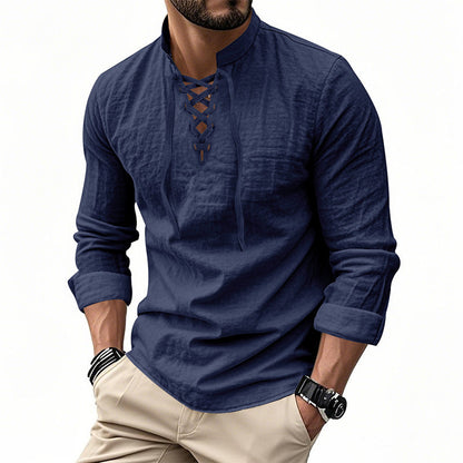 ClassicTie – Camisa abotonada de cuello mao moderna para hombre