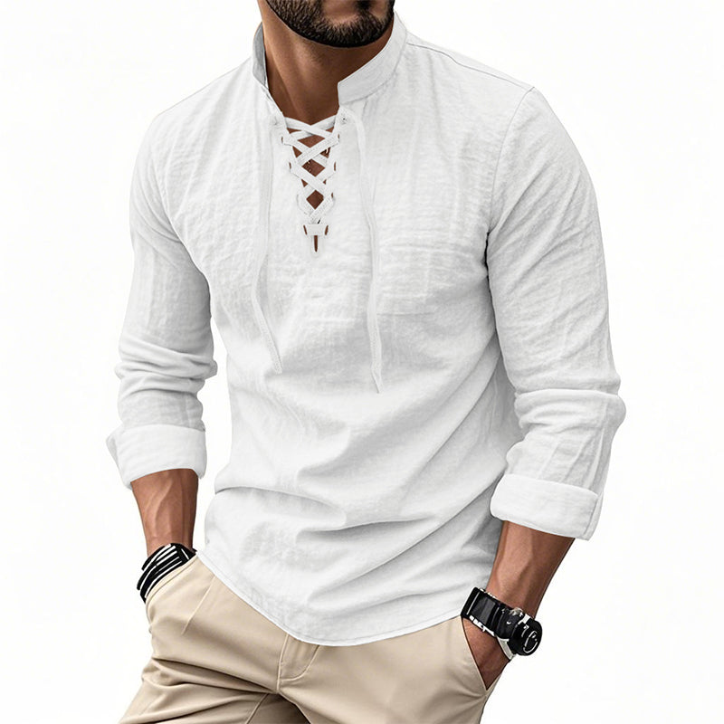 ClassicTie – Camisa abotonada de cuello mao moderna para hombre