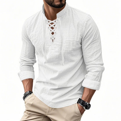 ClassicTie – Camisa abotonada de cuello mao moderna para hombre