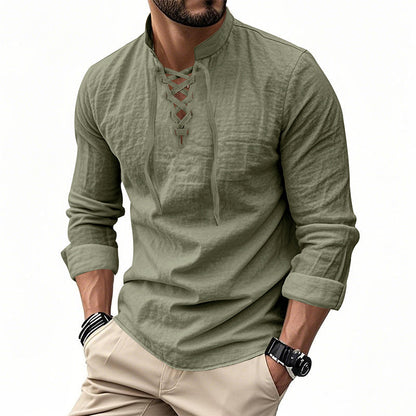 ClassicTie – Camisa abotonada de cuello mao moderna para hombre