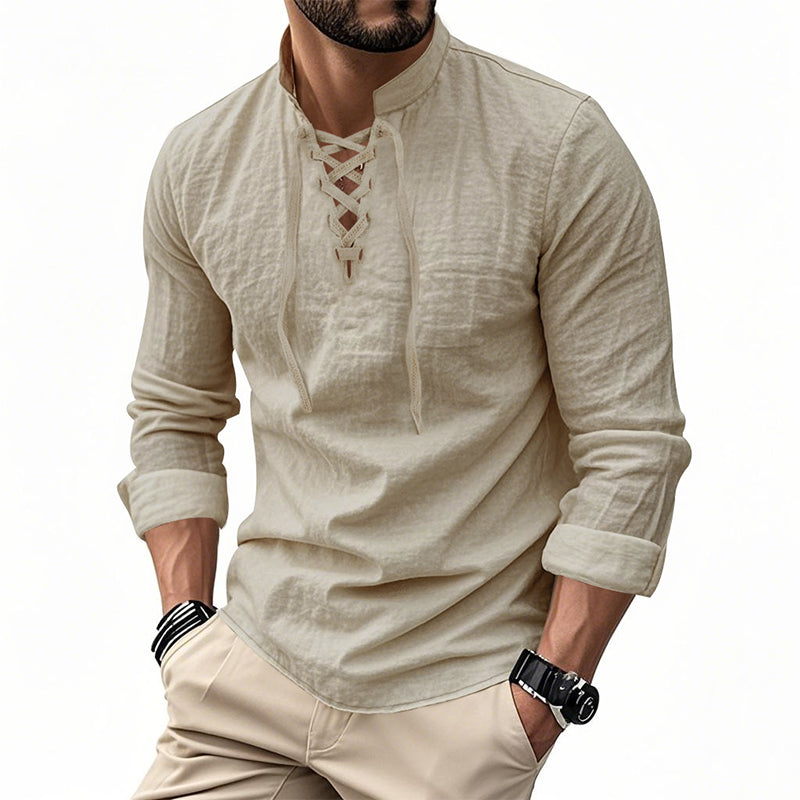 ClassicTie – Camisa abotonada de cuello mao moderna para hombre