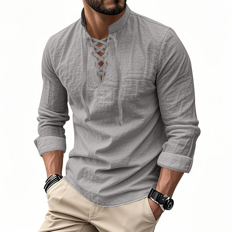 ClassicTie – Camisa abotonada de cuello mao moderna para hombre