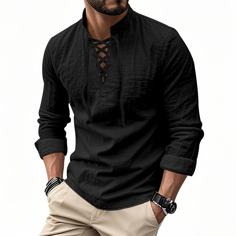 ClassicTie – Camisa abotonada de cuello mao moderna para hombre