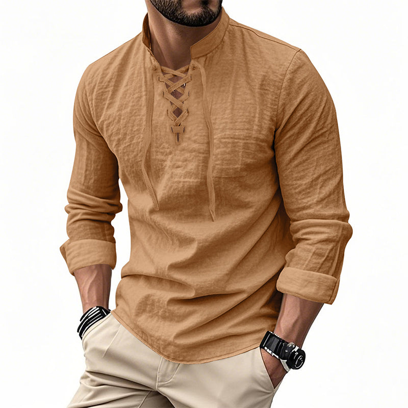 ClassicTie – Camisa abotonada de cuello mao moderna para hombre