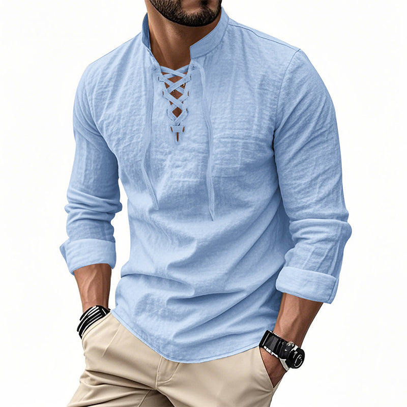 ClassicTie – Camisa abotonada de cuello mao moderna para hombre