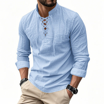 ClassicTie – Camisa abotonada de cuello mao moderna para hombre