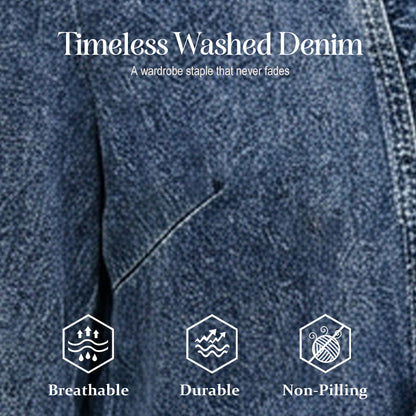 DenimLuxe – Chaqueta de mezclilla con ribete de volantes para mujer