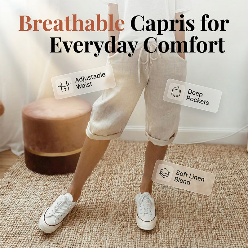 Florel – Atmungsaktive Caprihose mit Kordelzug