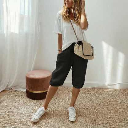 Florel – Atmungsaktive Caprihose mit Kordelzug
