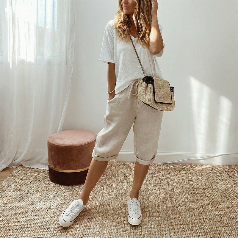 Florel – Atmungsaktive Caprihose mit Kordelzug