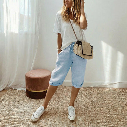 Florel – Atmungsaktive Caprihose mit Kordelzug