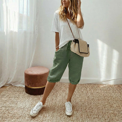 Florel – Atmungsaktive Caprihose mit Kordelzug
