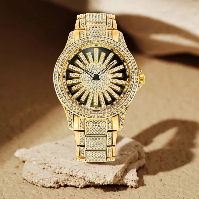 CrownElite – Luxuri öse rotierende Uhr im Diamant-Design