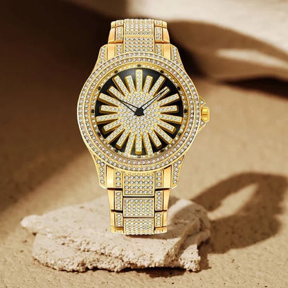 CrownElite – Luxuri öse rotierende Uhr im Diamant-Design