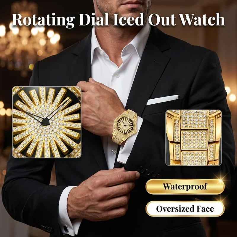 CrownElite – Luxuri öse rotierende Uhr im Diamant-Design