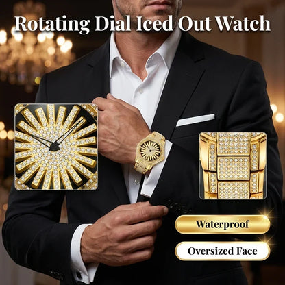 CrownElite – Luxuri öse rotierende Uhr im Diamant-Design