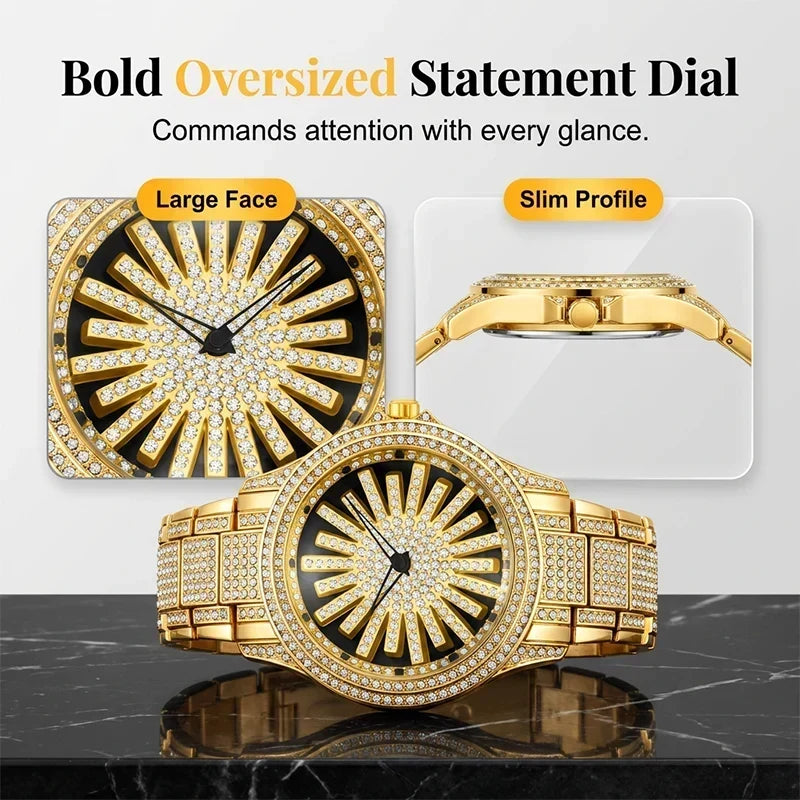 CrownElite – Luxuri öse rotierende Uhr im Diamant-Design
