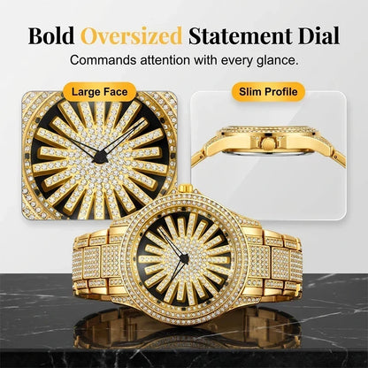 CrownElite – Luxuri öse rotierende Uhr im Diamant-Design