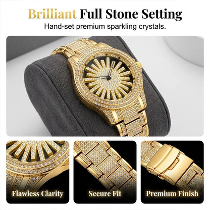 CrownElite – Luxuri öse rotierende Uhr im Diamant-Design