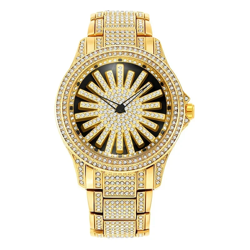 CrownElite – Luxuri öse rotierende Uhr im Diamant-Design