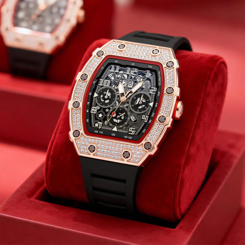 LuxeSpark – Reloj con incrustaciones de pedrería