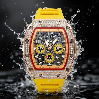 LuxeSpark – Reloj con incrustaciones de pedrería
