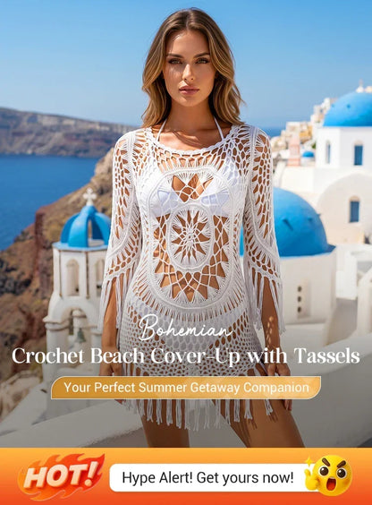 ShoreCharm – Encubridor de playa elegante con flecos de estilo bohemio