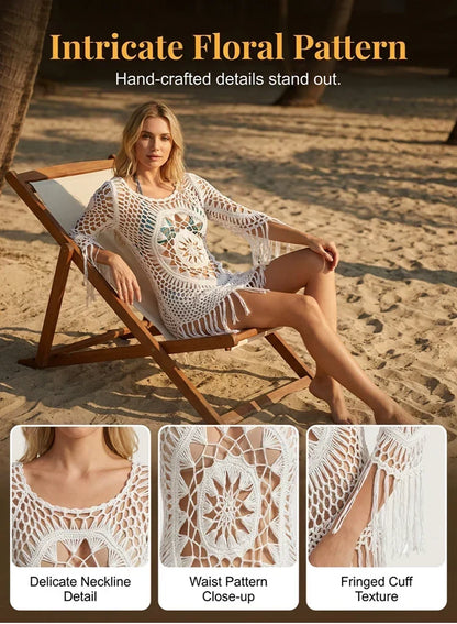 ShoreCharm – Encubridor de playa elegante con flecos de estilo bohemio