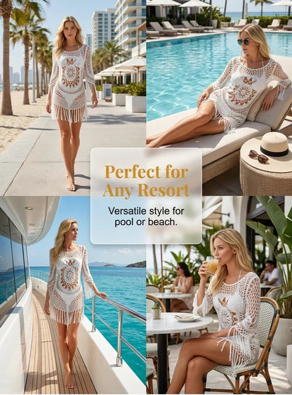 ShoreCharm – Encubridor de playa elegante con flecos de estilo bohemio