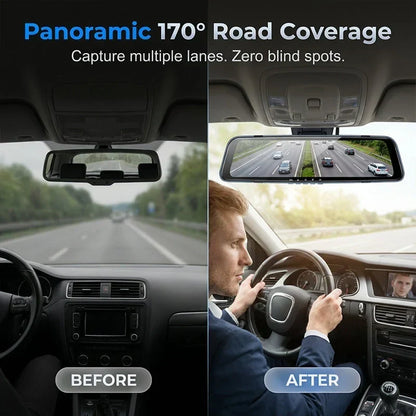 DriveGuard – Cámara de salpicadero con espejo retrovisor y doble lente