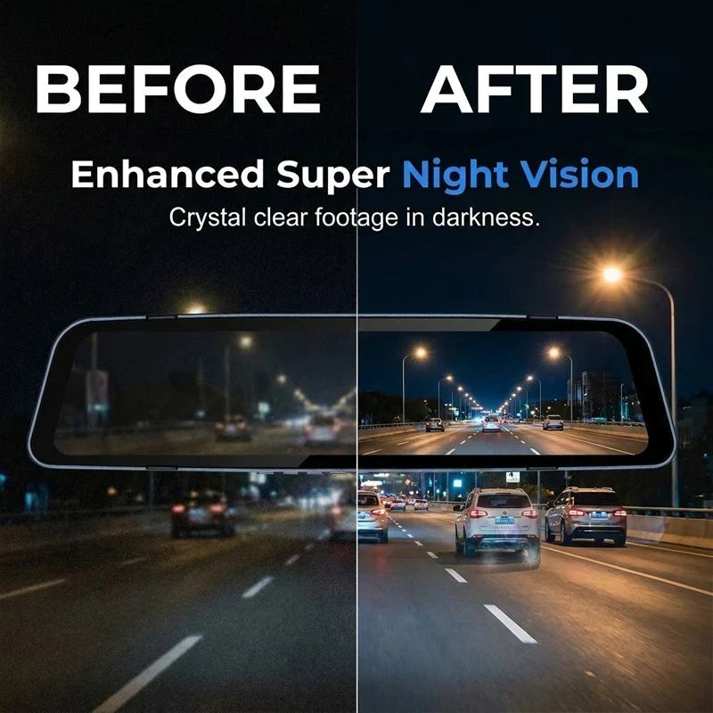DriveGuard – Cámara de salpicadero con espejo retrovisor y doble lente