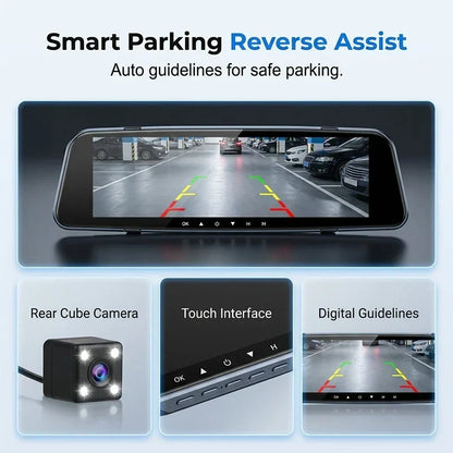 DriveGuard – Cámara de salpicadero con espejo retrovisor y doble lente