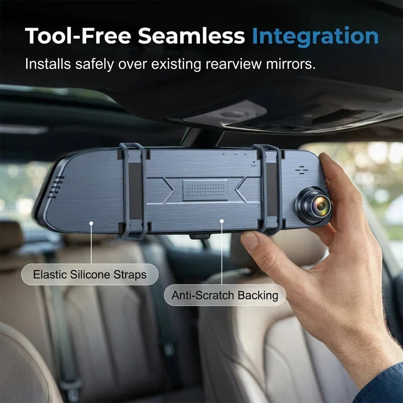 DriveGuard – Cámara de salpicadero con espejo retrovisor y doble lente
