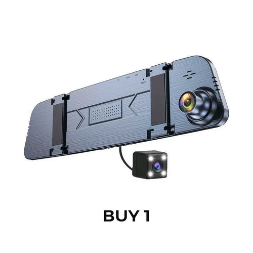DriveGuard – Cámara de salpicadero con espejo retrovisor y doble lente