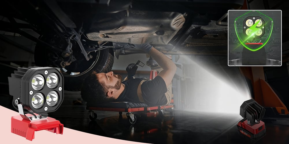 BrightGuard – Robuste LED-Arbeitsleuchte mit Batterieschutz