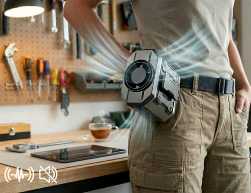 BreezeForce – Ventilador de cintura manos libres de primera calidad para refrigeración al aire libre