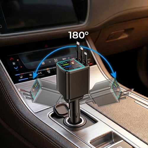 ChargeFlow Pro | Concentrador de energía retráctil 7 en 1 para coche