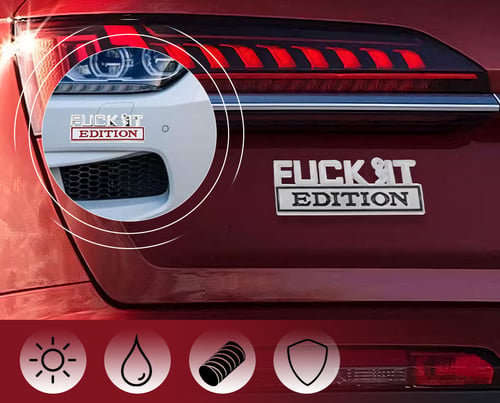 VibeMark – Emblema adhesivo 3D “Edición F* IT”