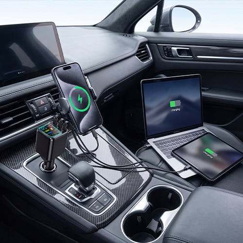 ChargeFlow Pro | Concentrador de energía retráctil 7 en 1 para coche