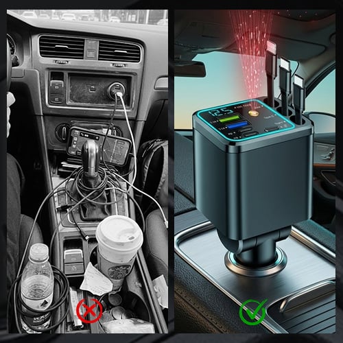 ChargeFlow Pro | Concentrador de energía retráctil 7 en 1 para coche