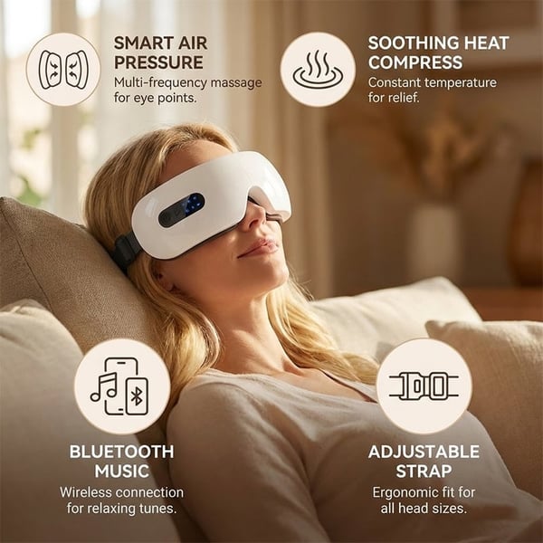 CalmGaze – Beheiztes Augenmassagegerät mit Audiotherapie