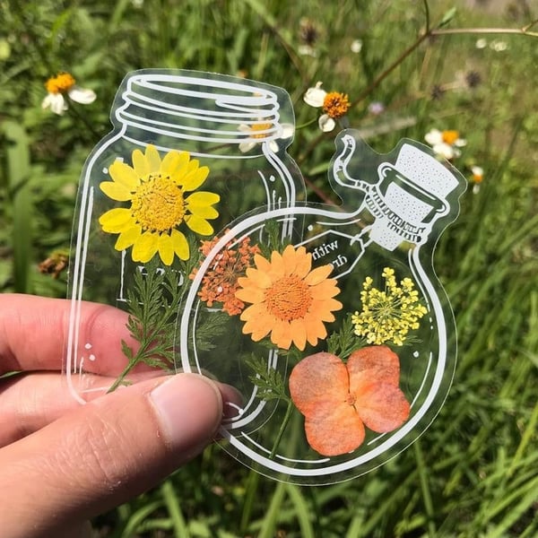 BloomLeaf – Marcapáginas transparentes con flores secas botánicas