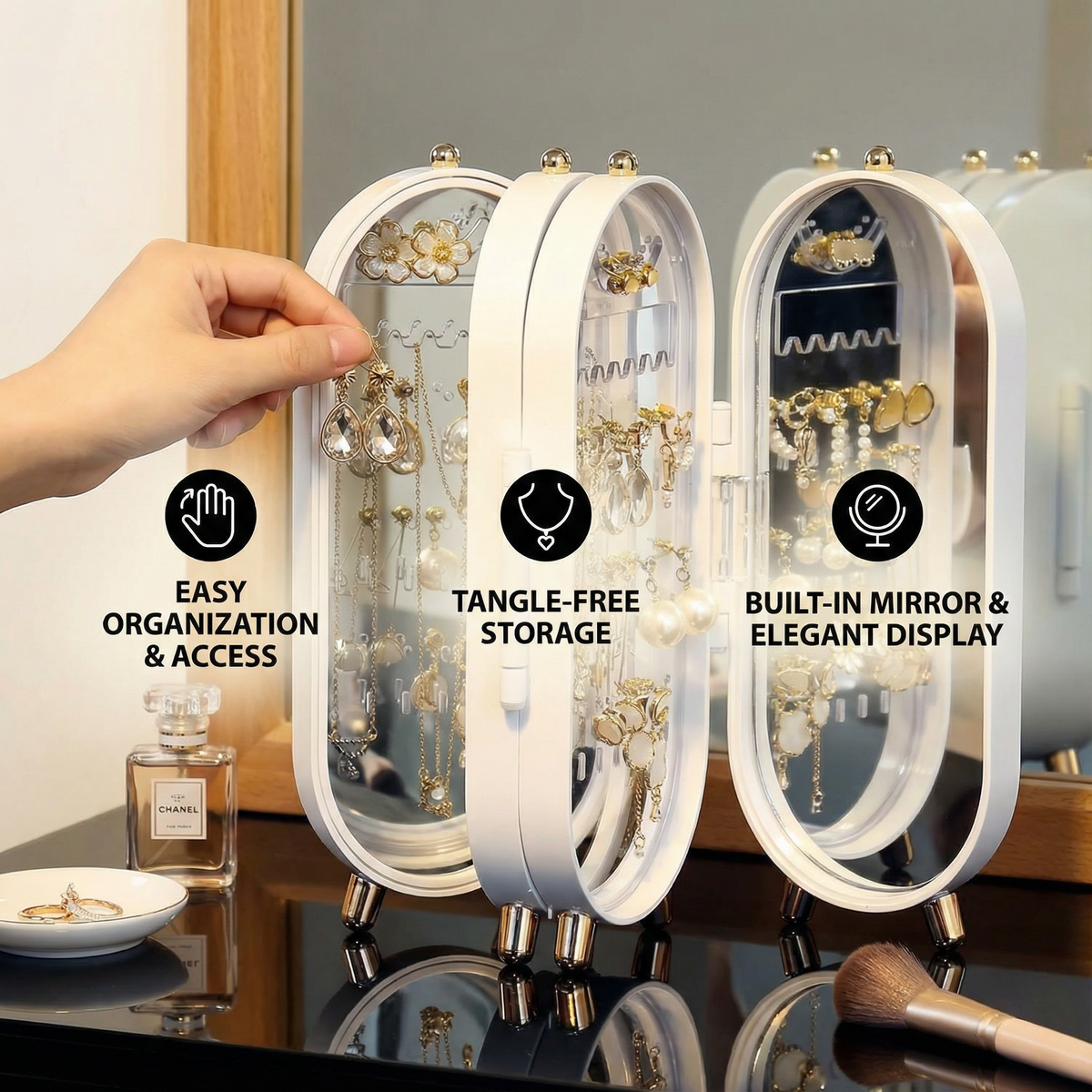 DivaDock – Elegant Mirror Jewelry Organizer